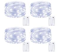 Kolpop Stringa Luci LED a Batteria [4 Pezzi], Catena Luminosa 5m 50 LED con Filo Rame Ghirlanda Luminosa Lucine LED Decorative per Camere da Letto Giardino Casa Feste Natale Matrimonio (Bianco Freddo)