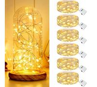 kolpop Stringa Luci Led a Batteria, 6 Pezzi Impermeabile Lucine Led Decorative a Batteria, 20 Led 2M Mini Led a Batteria per Interni Natalizi Matrimoni Feste Compleanno Decorazione
