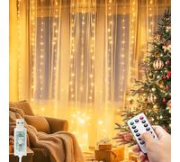 kolpop Tenda Luminosa Interno, 3Mx3M 300 LED Tenda LED Telecomando, 8 Modalità Tenda Luci Natale Dimmerabile Impermeabile, Alimentata USB Lucine Decorative per Camera (Bianco Caldo)