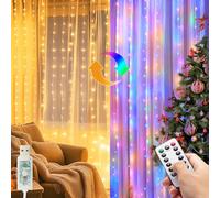 kolpop Tenda Luminosa Interno, 3Mx3M 300 LED Tenda LED Telecomando, 8 Modalità Tenda Luci Natale Dimmerabile Impermeabile, Alimentata USB Lucine Decorative per Camera(Bianco Caldo + RGB)