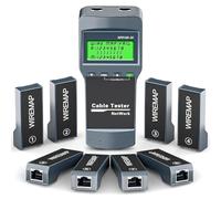 KOLSOL Kit tester per cavi di rete RJ45 con 8 unità remote, misuratore di lunghezza Ethernet LAN per cavi Cat5/Cat5e/Cat6/Cat6e, localizza punto di rottura, misurazione della lunghezza e controllo