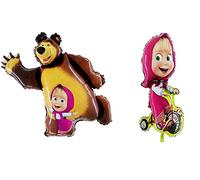 KolVoi Shop, Palloncini in alluminio di Masha e Orso, da 89 +99 cm, confezione da 2 (1 per ogni design)