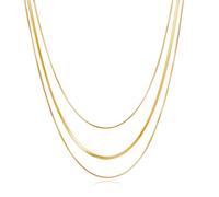KOLZEMV 3 Pezzi Collana Catena collana donna Serpente Oro Collana Spina Pesce Donna Girocollo Acciaio Inossidabile Catena Piatta Gioielli Catena Serpente Oro Regolabile 35/40/45 CM per Donne Ragazza