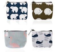 KOLZEMV 4 Porta Monete da Donna Piccolo Borsellino Portamonete Bambino Mini Pochette da Borsa Piccola Tela Mini Portamonete Piccolo Cerniera Ragazza Portafoglio Bustina Portamonete Stoffa Coin Purse