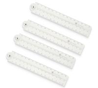 KOLZEMV 4 righelli da 30 cm, righello scuola elementare, per bambini, per la scuola elementare, righello trasparente per geometrico, per scolari o ufficio, pieghevole, righello dritto, flessibile