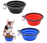 KOLZEMV Ciotole Pieghevoli per Cani Gatti 3 PZ, ciotola pieghevole per cani, Mangiatoia Abbeveratoio Portatile in Silicone Alimentare con Gancio Porta Acqua, Facile da Trasportare, Risparmiare Spazio