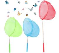 KOLZEMV Retino telescopico per bambini, confezione da 3 pezzi,retino per bambini, con asta telescopica, ideale per catturare insetti, pesca, attività all'aperto, giardino, natura, esplorazione