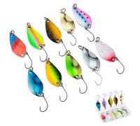 KOLZEMV Set di 10 cucchiai da trota, 2,5 g, 3,5 g, 5 g, accessori da pesca, cucchiaio per la pesca alla trota, set di cucchiaini in metallo, cucchiaino per trote e molto altro ancora