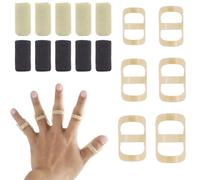 KOLZEMV Set di 16 guide ovali per dita e manicotti, tutore dito, stecca dito mano, 6 binari per dita ovali graduati e 10 manicotti per trigger, mallet, artrite e raddrizzamento - misura 5/6/7/8/9/10