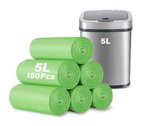 KOMABLEN 180 Pezzi Sacchetti Spazzatura 5l, 6 Rotoli 2,6 Gal Sacchi Spazzatura, Verde Compostabili Sacchetti Umido, Buste Spazzatura per Soggiorno, Bagno, Cucina, Ufficio