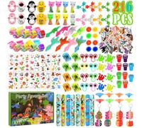 KOMABLEN 216 Pezzi Gadget Compleanno Bambini, Pignatta Regalini Fine Festa, Animali Giochini per feste di compleanno Gadget Carnevale Ragazzi e Ragazze per Pasqua, Halloween, Natale