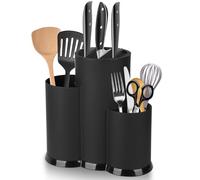 KOMABLEN 3 in 1 Ceppo Coltelli da Cucina Vuoto, Universale Porta Coltelli Cucina Rotondo Senza Coltello, Portacoltelli da Cucina con Foro Scarico Porta Utensili da Cucina per tutti i coltelli da