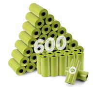 KOMABLEN 600 pezzi sacchetti Cane Cacca Biodegradabili, 40 Rotoli Extra Spesso Sacchetti per Cani con Dispenser, Portatili a prova di Perdite Bustine Cacca Cane 33x22.8cm