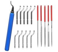 KOMABLEN Sbavatore di Attrezzi Set, Sbavatura Strumento con 10 Pezzi HSS Lame e 5 Lime Diamantate, 360°Rotazione Sbavatore per Metallo per Stampante 3D, Plastica, Alluminio, Rame e Acciaio