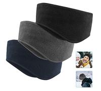 KOMAKE - Confezione da 3 paraorecchie in pile, per sport, invernali, traspiranti, per sci e corsa, per uomini e donne (nero, grigio, blu scuro)