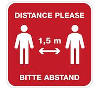 Komar 14810-24 48 Alta qualità Distance, Dimensioni: 31 x 31 cm, autoadesivi, per Tenere, Adesivi da Parete, avvertenze, Corona, Distanza di Sicurezza, Rosso, Bianco