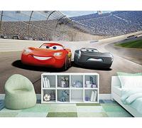 Komar Cars3 Curve - Carta da parati fotografica Disney Cars3 Curve - Dimensioni 368 x 254 cm - Camera dei bambini McQueen, auto da corsa
