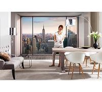 Komar Carta da parati con panorama di New York da attico con tecnica trompe l’oeil, modello 8-916, 368 x 254 cm, pastello, confezione da 8