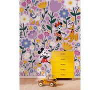 Komar Carta da parati fotografica in tessuto non tessuto, motivo Disney Mickey Mouse and Minnie Mouse Botanical Spring, dimensioni 200 x 250 cm, carta da parati per bambini