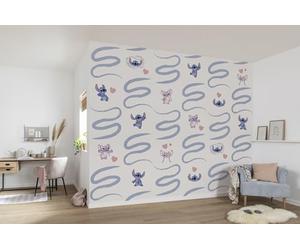 Komar Carta da parati fotografica in tessuto non tessuto, motivo: Lilo e Stitch Be Kind - dimensioni 300 x 250 cm - Disney, carta da parati per cameretta dei bambini, blu