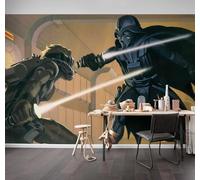 Komar Carta da parati fotografica in tessuto non tessuto, motivo: Star Wars Classic RMQ Vader vs Luke, dimensioni: 500 x 250 cm (larghezza x altezza), larghezza 50 cm, decorazione da parete per cameretta dei bambini, colore: giallo/marrone