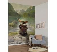 Komar Carta da parati fotografica in tessuto non tessuto, motivo: Star Wars The Mandalorian Grogu Landscape, dimensioni 200 x 250 cm, per cameretta dei bambini