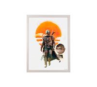 Komar Cornice portafoto in legno bianco con parete Mandalorian The Child Family Trip in set - Dimensioni: 30 x 40 cm - Decorazione da parete per bambini, ragazzi