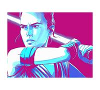 Komar - Decorazione da Parete per cameretta dei Bambini, Motivo: Star Wars Faces Rey, Disponibile in 3 Misure, Multicolore, WB171-50x40