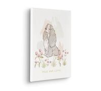 Komar Disney Lady and the Tramp True and Loyal - Quadro su tela, per cameretta dei bambini, 30 x 40 cm, colore: beige e bianco