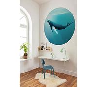 Komar DOT Carta da parati in tessuto non tessuto, rotonda e autoadesiva, diametro 125 cm, balena, mare, carta da parati, parete, camera da letto, soggiorno, decorazione da parete - D1-081