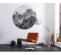 Komar DOT D1-077 - Carta da parati fotografica in tessuto non tessuto, rotonda, diametro 125 cm, motivo montagne, carta da parati, parete, camera da letto, soggiorno, decorazione da parete