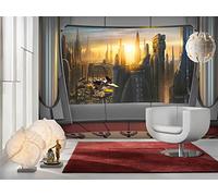 Komar Fotografica Star Wars Coruscant View | 368 x 254 cm | Carta da Parati, Parete, Decorazione murale, Tramonto, grattacielo | 8-483 Vista, Vinile, Multicolore, 368 x 0.2 x 254 cm, 9 unità