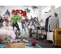 Komar Marvel IADX10-065 - Carta da parati in tessuto non tessuto, motivo: Avengers Unite, dimensioni: 500 x 280 cm (larghezza x altezza), Thor, Hulk, Iron Man, per cameretta dei bambini