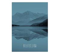 Komar P086A-30x40 - Poster da parete con scritta Word Lake Reflection Steel | Poster da soggiorno, camera da letto | senza cornice | Dimensioni: 30 x 40 cm (larghezza x altezza)