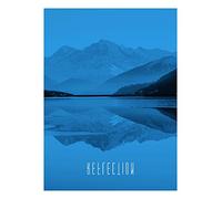 Komar P086C-30x40 - Poster da parete con scritta Word Lake Reflection Blue, colore: blu, dimensioni: 30 x 40 cm (larghezza x altezza)