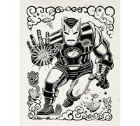 Komar Poster da parete Marvel Iron Man Lino-Cut - Dimensioni 40 x 50 cm - Poster per cameretta dei bambini, decorazione arrotolata senza cornice