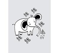 Komar Quadro da Parete con Elefante scarabocchiato | Poster, Immagine, Decorazione per Soggiorno, Camera da Letto, Senza Cornice, P104D-40 x 50 | Dimensioni: 40 x 50 cm (Larghezza x Altezza)