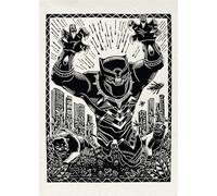 Komar Quadro da parete Marvel Black Panther Lino-Cut Charge - dimensioni 50 x 70 cm - cameretta dei bambini