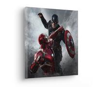Komar Quadro da parete per cameretta dei bambini, motivo: Captain America vs. Iron Man, dimensioni: 30 x 30 cm