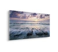 Komar Quadro su tela con cornice in vero legno - Broken Waves - Dimensioni 90 x 40 cm - Quadro su tela, motivo paesaggio, soggiorno, camera da letto