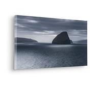 Komar Quadro su tela con cornice in vero legno - Silver Sea - Dimensioni 60 x 30 cm - Quadro su tela, paesaggio, soggiorno, camera da letto