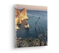 Komar Quadro su tela con cornice in vero legno - Steep Cove - Dimensioni 30 x 30 cm - Quadro su tela, motivo: paesaggio, soggiorno, camera da letto