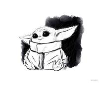 Komar Star Wars Mandalorian The Child Sweet Black White | Baby Yoda, decorazione da parete, poster, stampa artistica, dimensioni 70 x 50 cm, senza cornice, WB-SW-011-70 x 50 cm, colore: nero/bianco