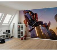 Komar Carta da parati fotografica in tessuto non tessuto, motivo: Spider-Man Huge Jump, dimensioni 400 x 250 cm, per cameretta dei bambini, carta da parati