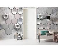 Komar WTD - Carta da parati in tessuto non tessuto, motivo: HEXAGON CONCRETE, 400 x 250 cm (larghezza x altezza), per camera da letto, soggiorno, corridoio, decorazione da parete