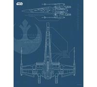 Komar WTD WB179-40x50 - Decorazione murale Star Wars Blueprint X-Wing, per camera dei bambini, senza cornice, 40 x 50 cm (larghezza x altezza)