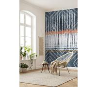 Komar X4-1012 - Carta da parati in tessuto non tessuto, dimensioni: 200 x 250 cm, 4 pannelli, larghezza 50 cm, etno, Batik, carta da parati, decorazione da parete, colore: blu/bianco