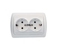 Kombi presa su un inserto Sokel con 2 posizioni interruttore a bilanciere, bianco alpino