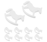 KOMBIUDA 10 Pezzi Dondolo in Legno Miniatura Decorazione Tavola per Feste e Shower Sicuro per Artigianato Vintage con Superficie Liscia Ornamento Animale Bianco