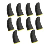 KOMBIUDA 10 Pezzi Manicotti da Dito da Gioco in Fibra D'argento Neri Bordo Giallo, Antiscivolo e Anti-sudore, Compatibili Smartphone per Esperienze di Gioco Precise